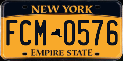 NY license plate FCM0576