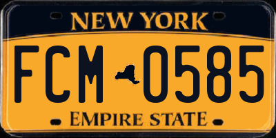 NY license plate FCM0585