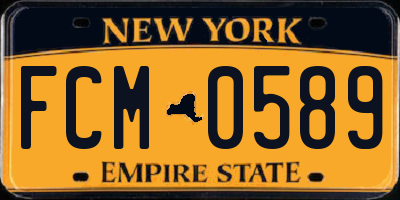 NY license plate FCM0589