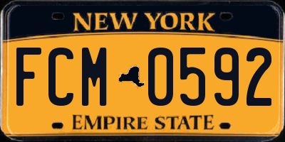 NY license plate FCM0592