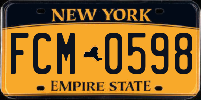 NY license plate FCM0598