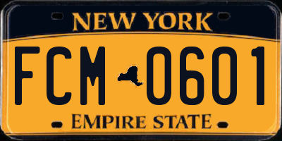 NY license plate FCM0601