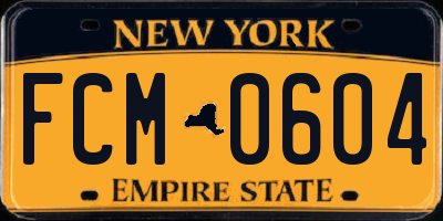 NY license plate FCM0604