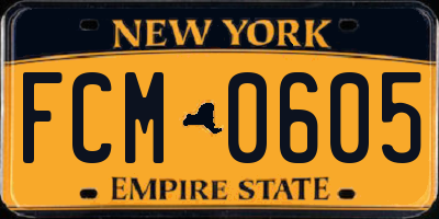 NY license plate FCM0605
