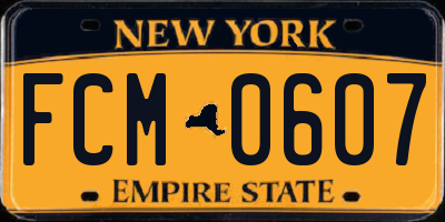 NY license plate FCM0607