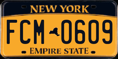 NY license plate FCM0609