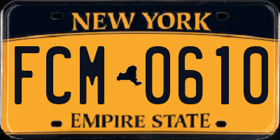 NY license plate FCM0610