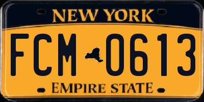 NY license plate FCM0613
