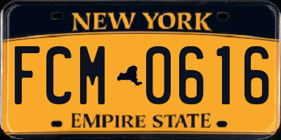NY license plate FCM0616
