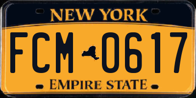 NY license plate FCM0617