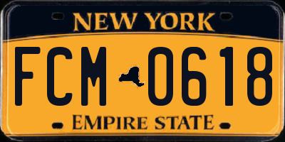 NY license plate FCM0618