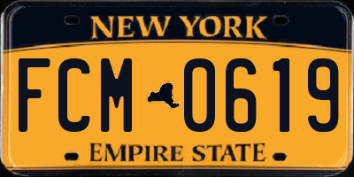 NY license plate FCM0619
