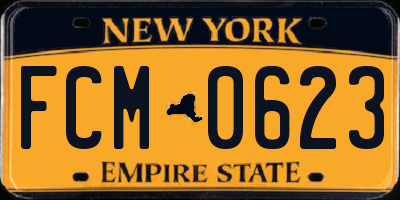 NY license plate FCM0623
