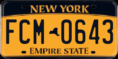 NY license plate FCM0643