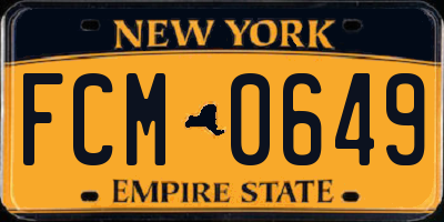 NY license plate FCM0649