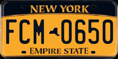 NY license plate FCM0650