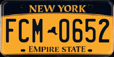 NY license plate FCM0652
