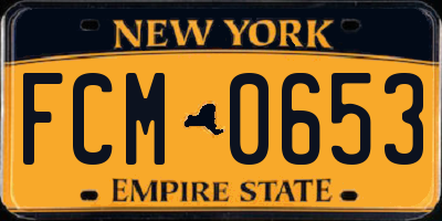 NY license plate FCM0653