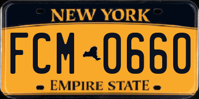 NY license plate FCM0660