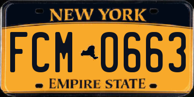 NY license plate FCM0663