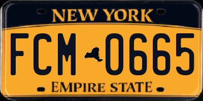 NY license plate FCM0665