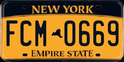 NY license plate FCM0669