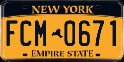 NY license plate FCM0671