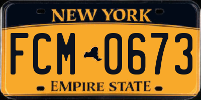 NY license plate FCM0673