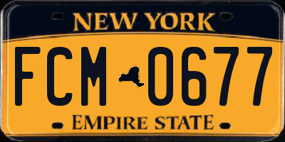 NY license plate FCM0677