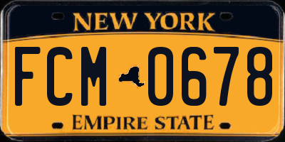 NY license plate FCM0678