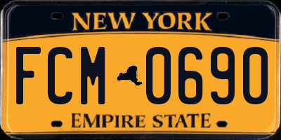 NY license plate FCM0690