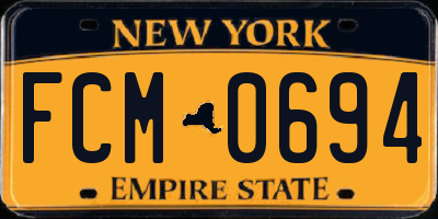 NY license plate FCM0694