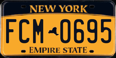 NY license plate FCM0695