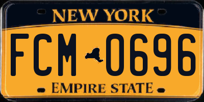 NY license plate FCM0696