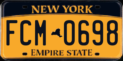 NY license plate FCM0698