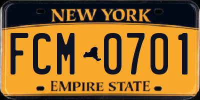 NY license plate FCM0701