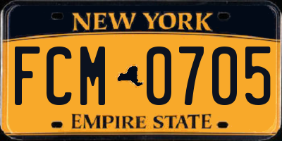 NY license plate FCM0705