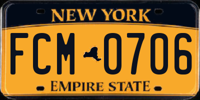 NY license plate FCM0706