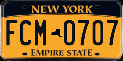 NY license plate FCM0707