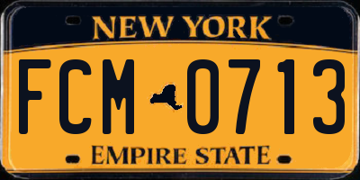 NY license plate FCM0713