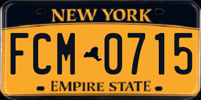 NY license plate FCM0715
