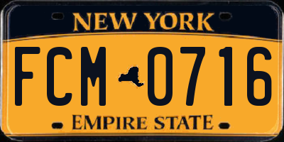 NY license plate FCM0716