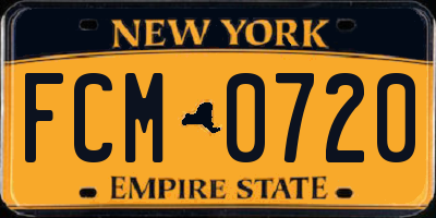 NY license plate FCM0720