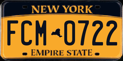 NY license plate FCM0722