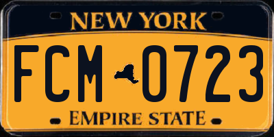 NY license plate FCM0723