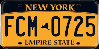 NY license plate FCM0725