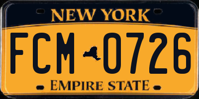 NY license plate FCM0726