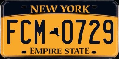 NY license plate FCM0729