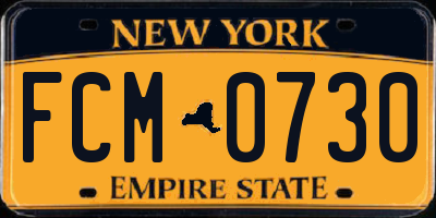 NY license plate FCM0730