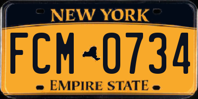 NY license plate FCM0734